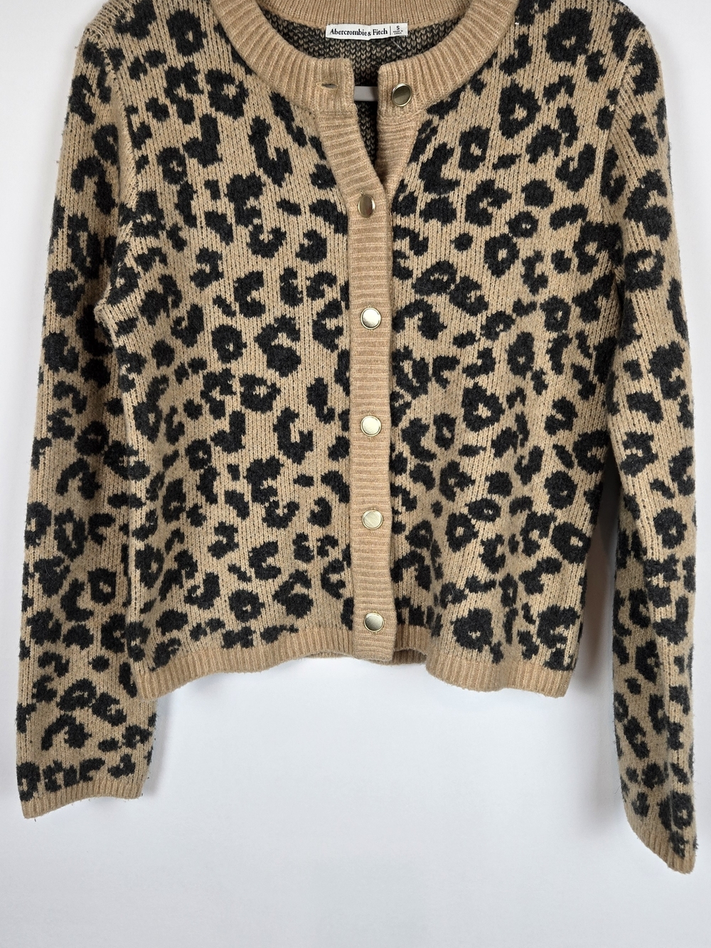 Abercrombie & Fitch Tan and Black Warm Soft Leopard Print Cardigan